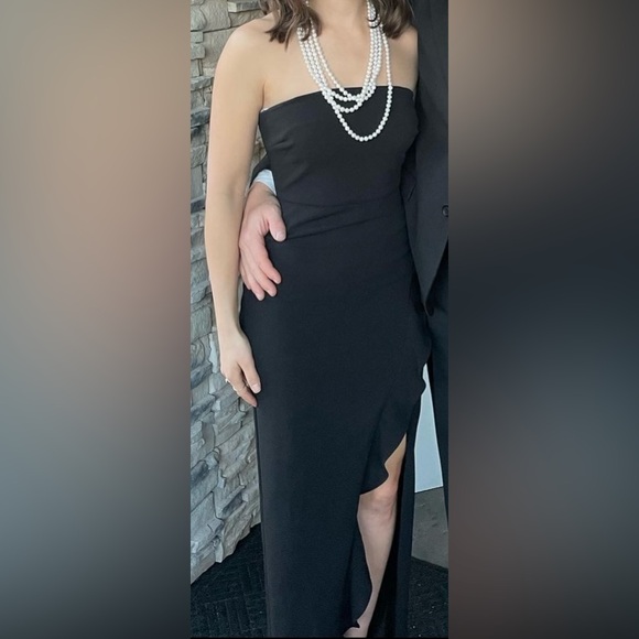 Lulu’s After hours Black Strapless Ruffled Maxi Dress - Picture 3 of 9